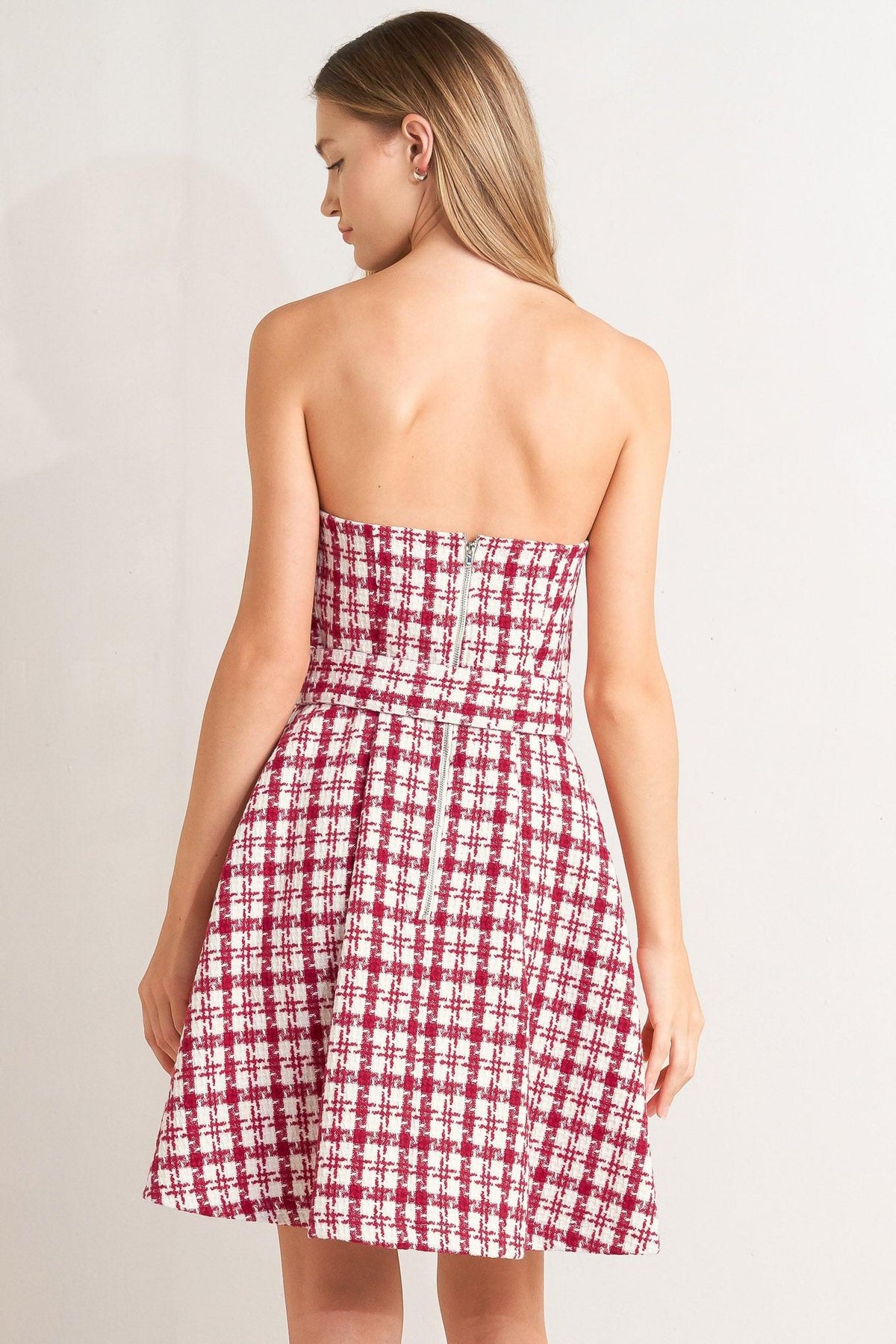 VESTIDO CORTO DE TWEED CON ESTAMPADO DE CEREZAS