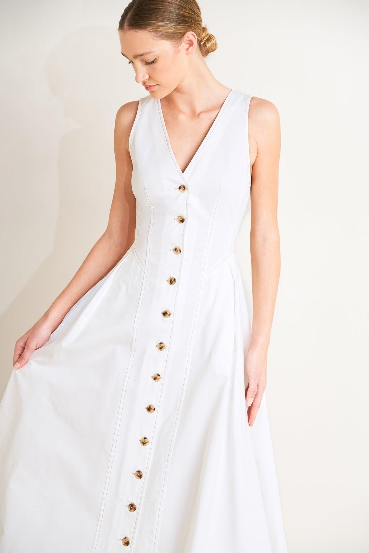 ELEGANTLY YOURS WOVEN MIDI DRESS