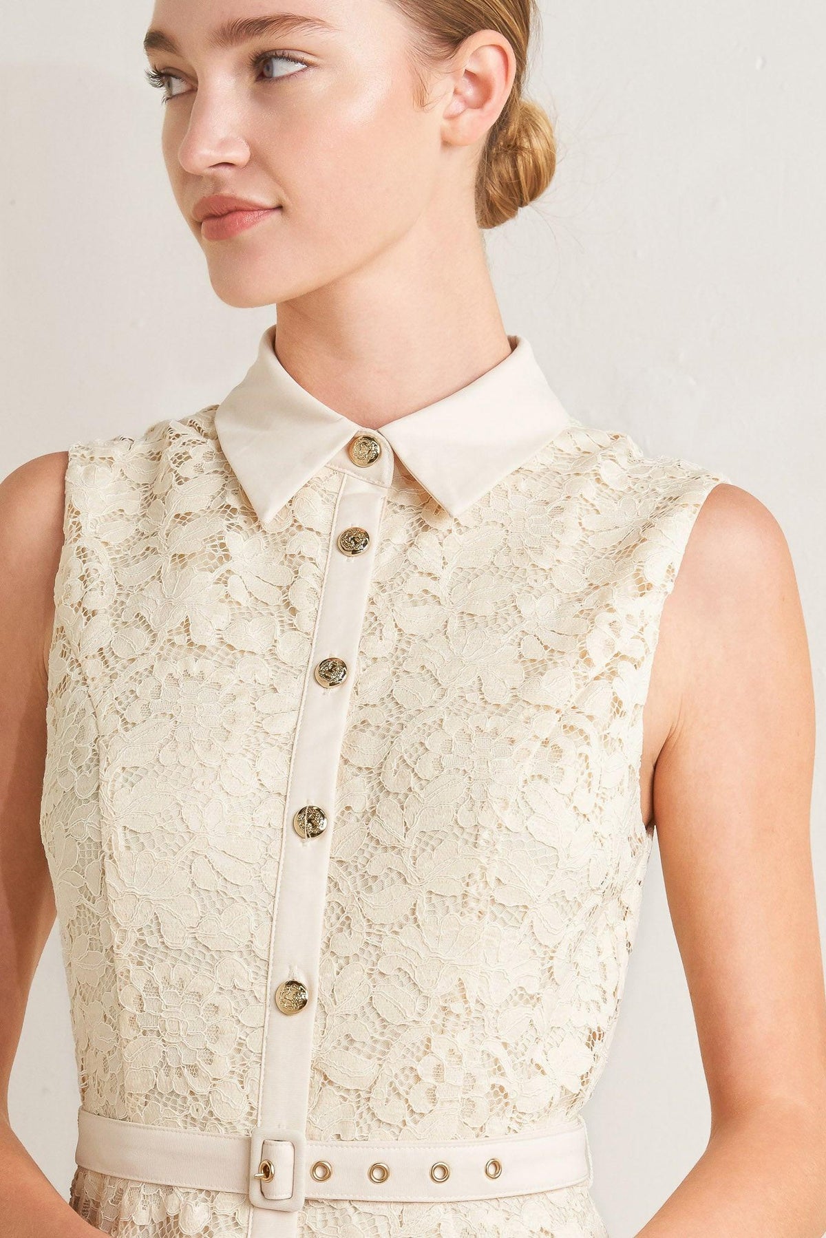 VESTIDO MIDI DE ENCAJE TEJIDO PURELY ROMANTIC
