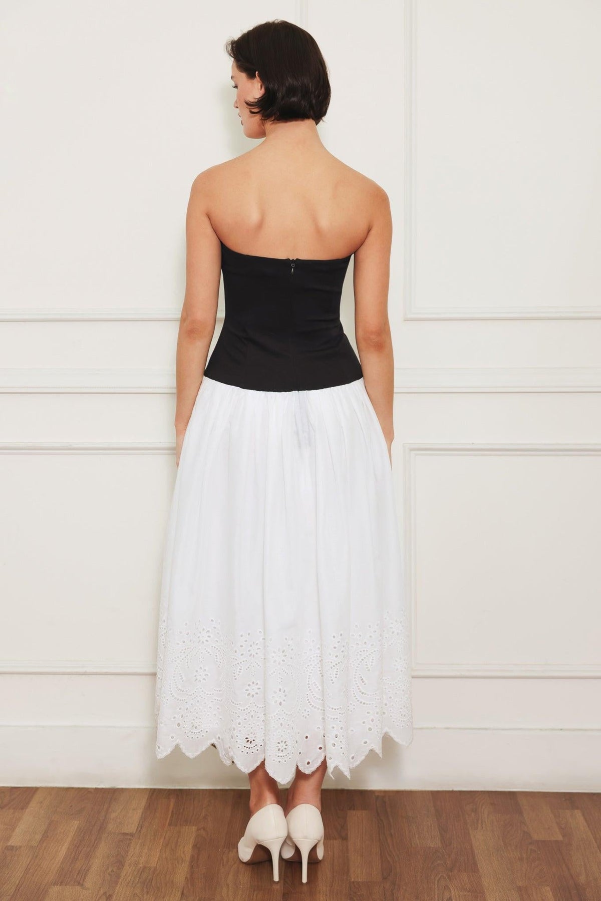SOFT SPOKEN BEAUTY KNIT WOVEN MIDI DRESS