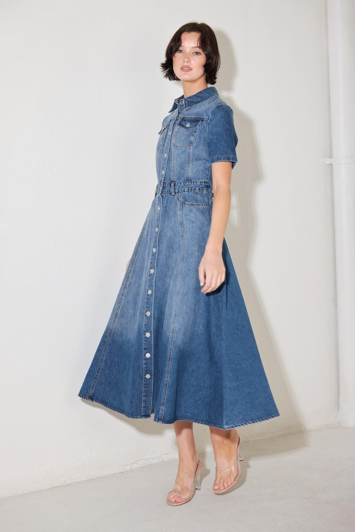 VESTIDO MIDI DE DENIM BLUEBIRD PROMENADE