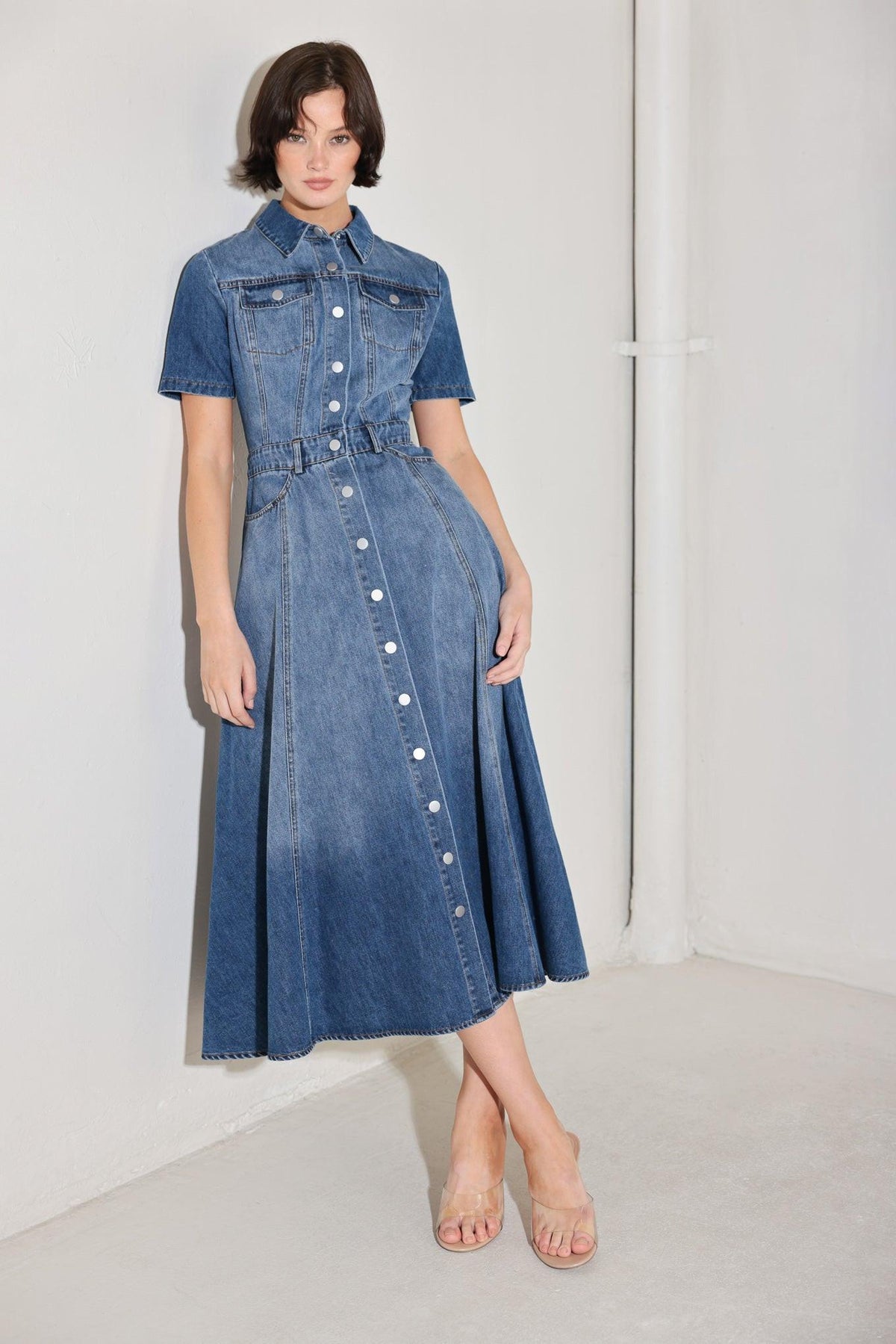 VESTIDO MIDI DE DENIM BLUEBIRD PROMENADE