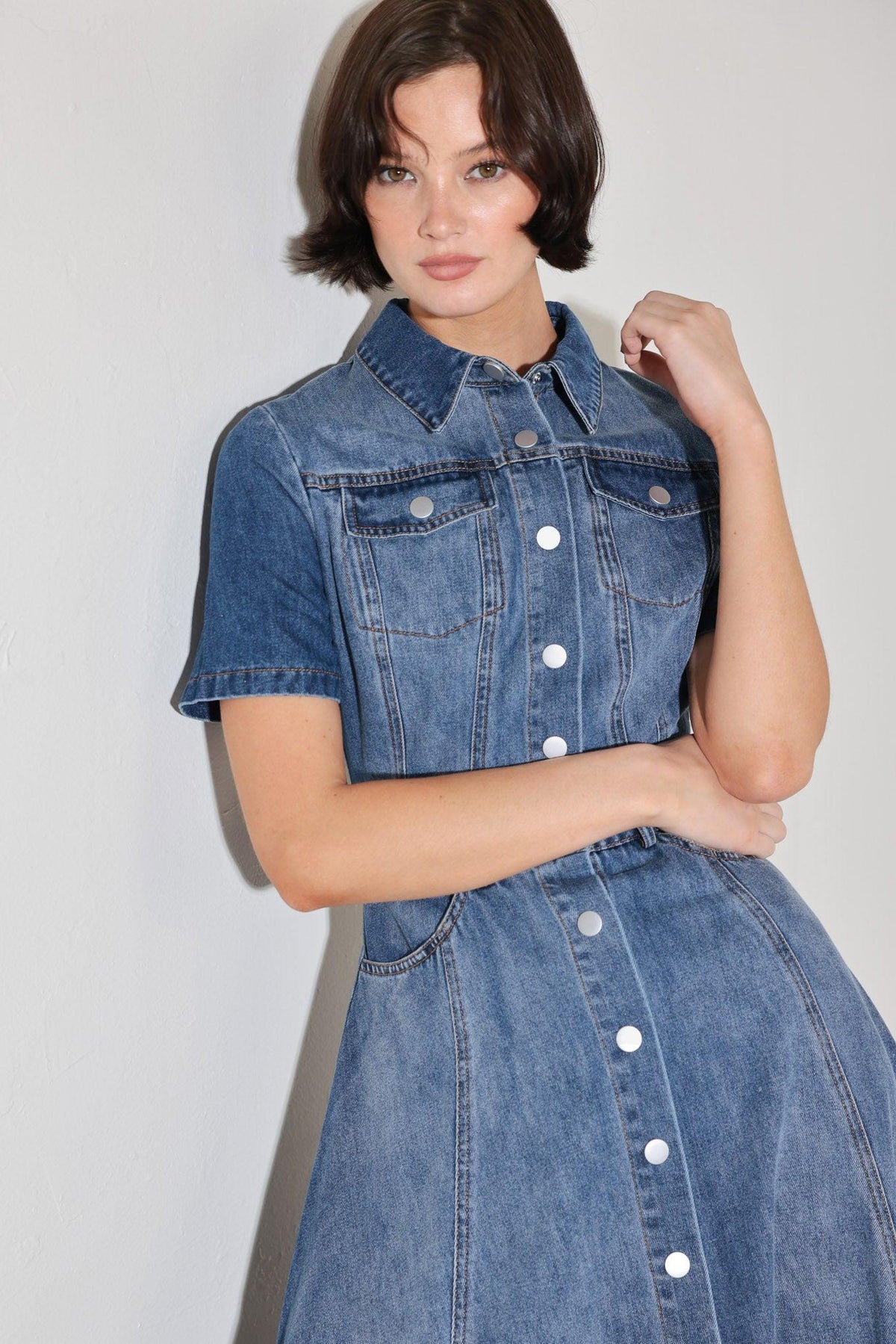 VESTIDO MIDI DE DENIM BLUEBIRD PROMENADE