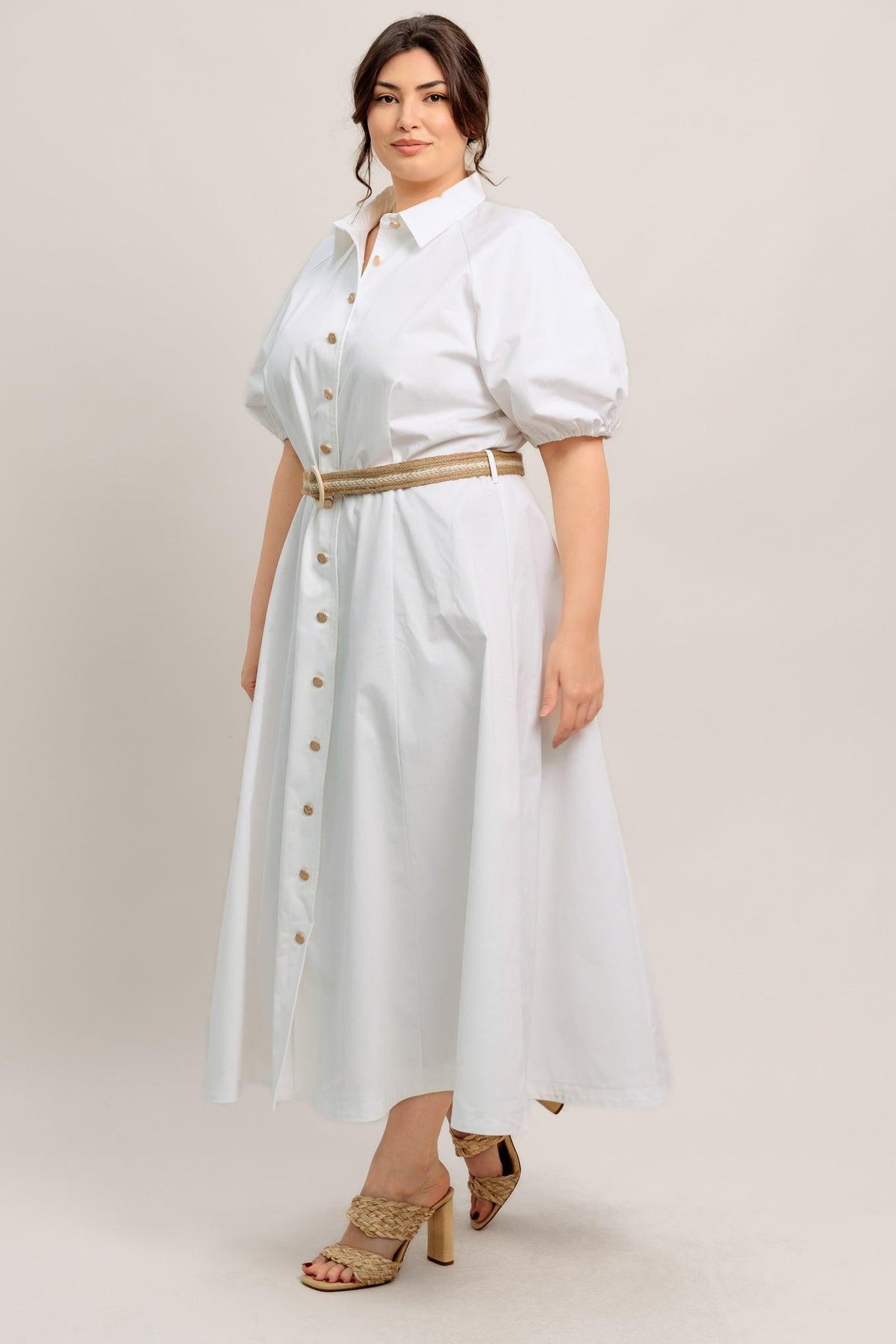 RELAXED TAILOR WOVEN MIDI DRESS