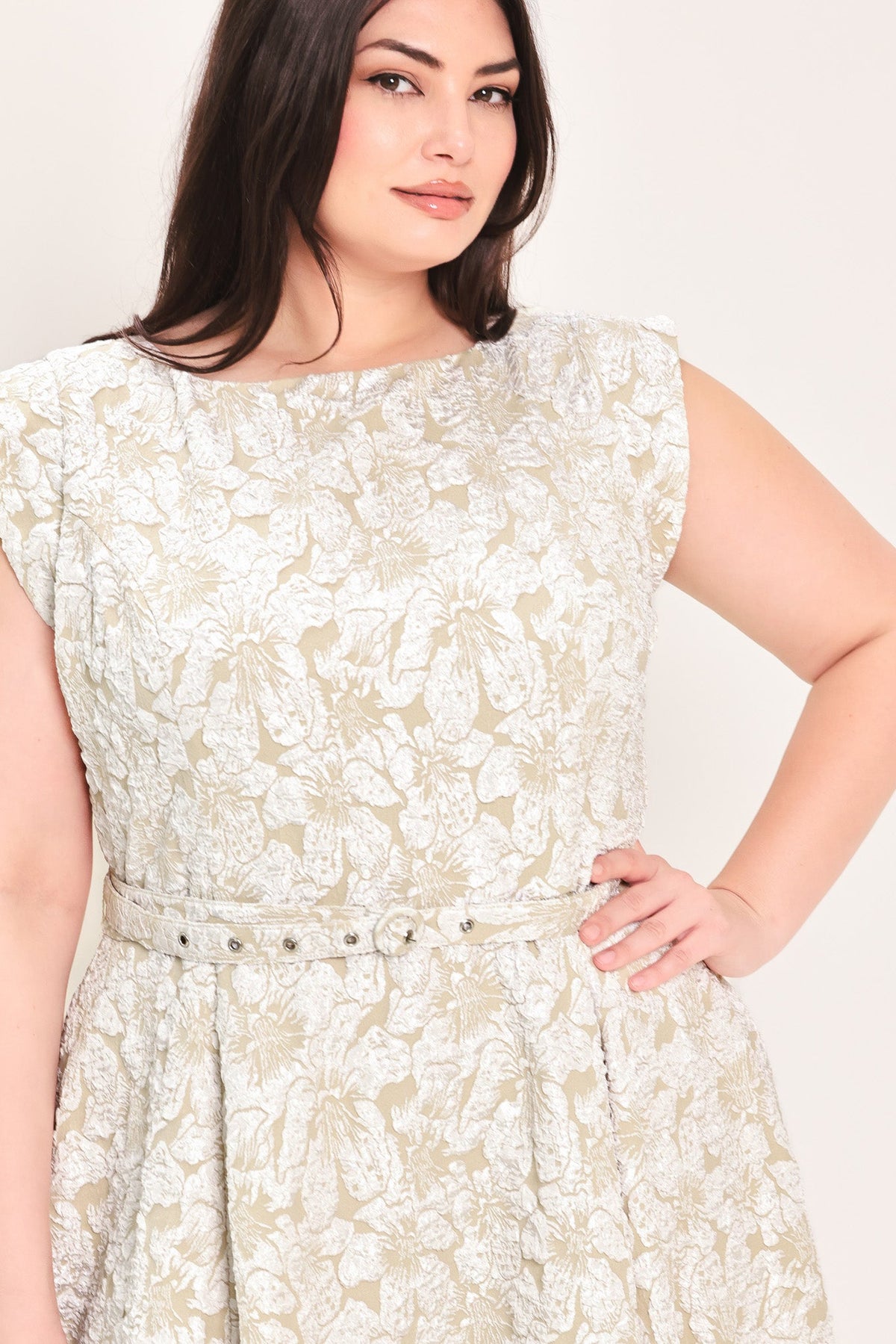 VESTIDO MIDI DE TEJIDO MARFIL STATEMENT