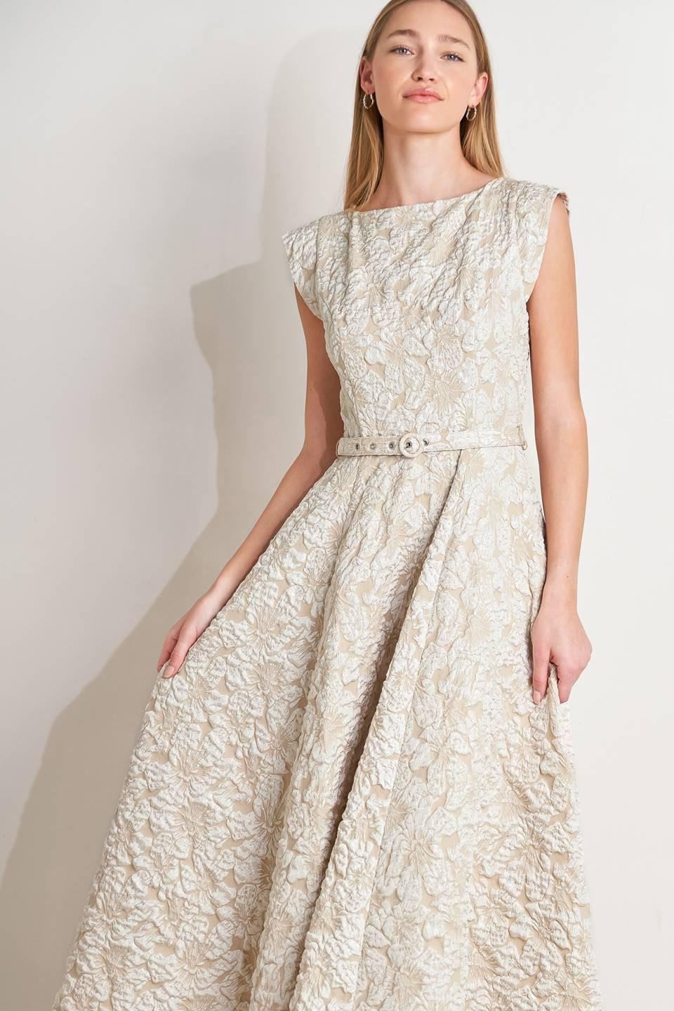VESTIDO MIDI DE TEJIDO MARFIL STATEMENT