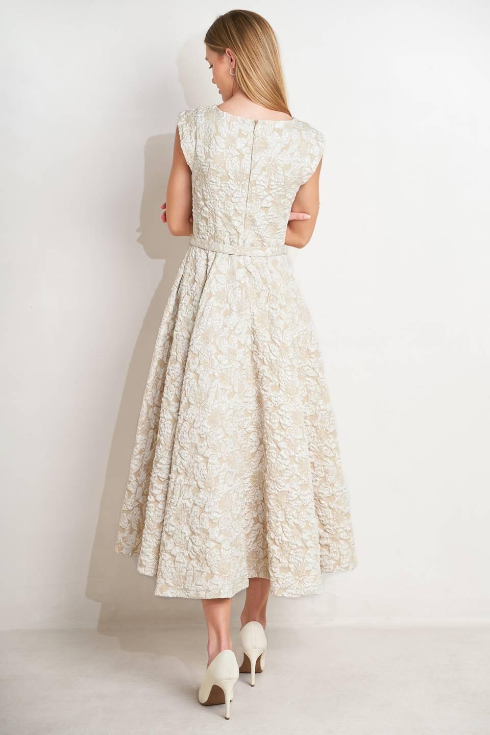 VESTIDO MIDI DE TEJIDO MARFIL STATEMENT