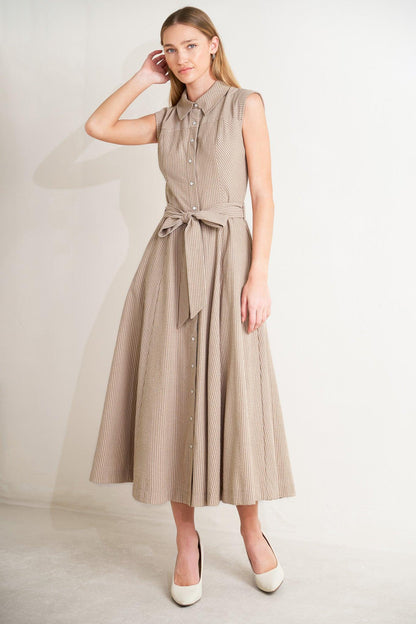 CAFE AU LAIT WOVEN MIDI DRESS