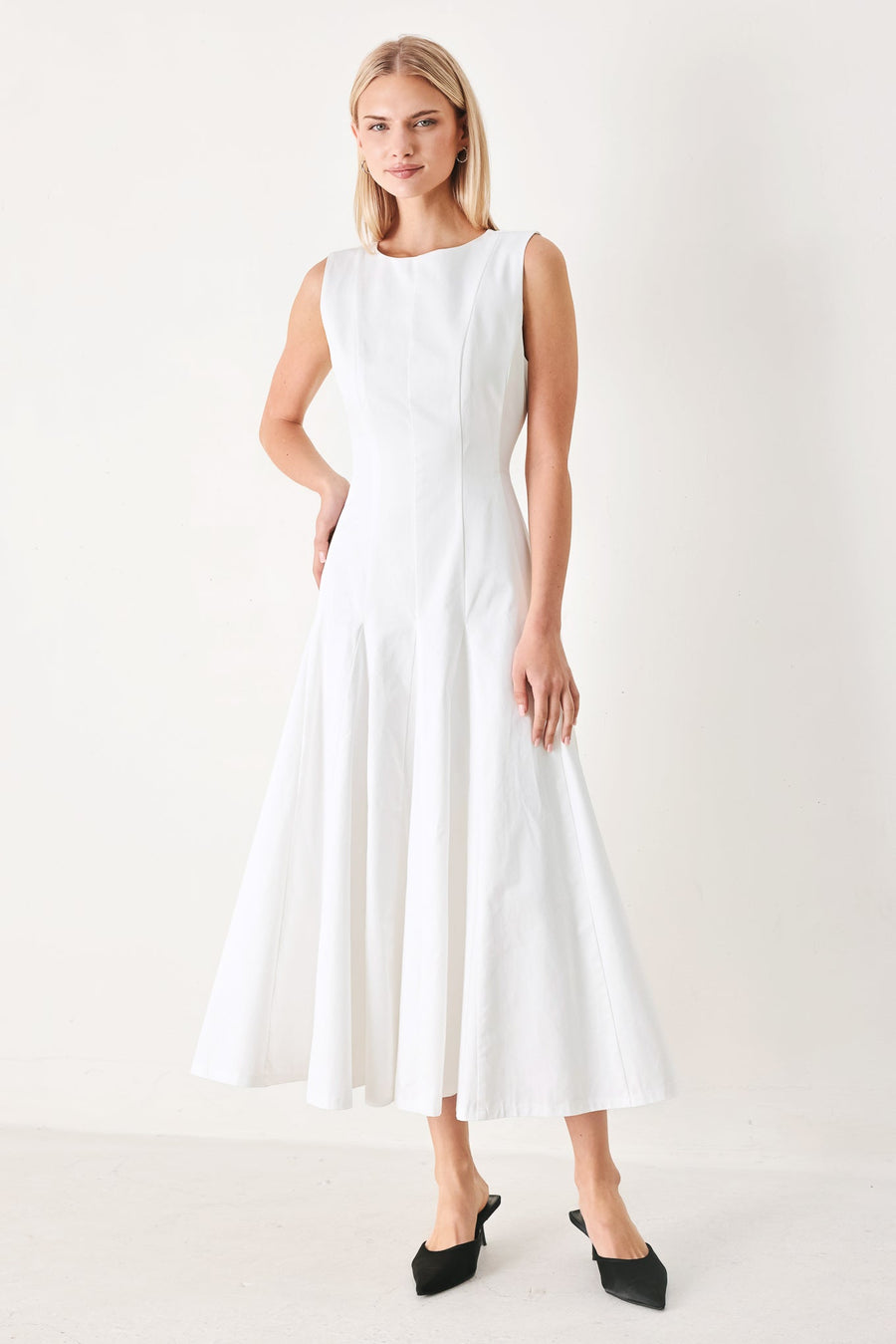 REFINED BEAUTY WOVEN MIDI DRESS