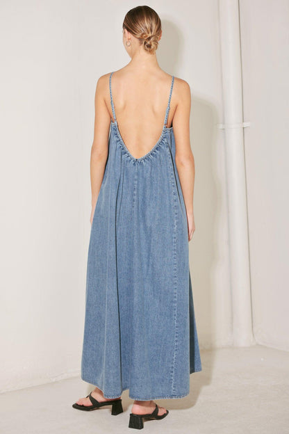 INDIGO WEEKEND THEORY DENIM MIDI DRESS