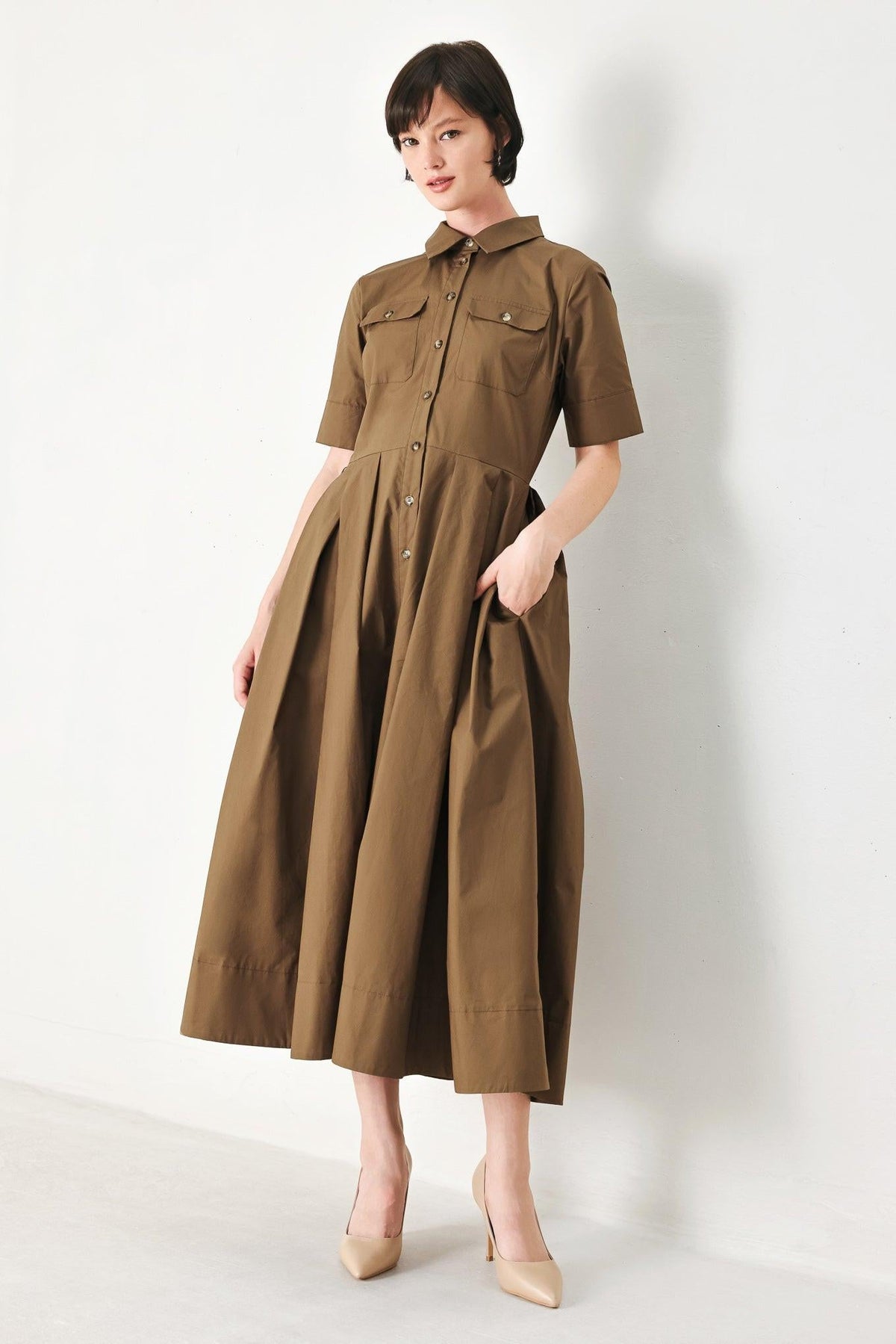 DESERT ICON WOVEN MIDI SHIRT DRESS