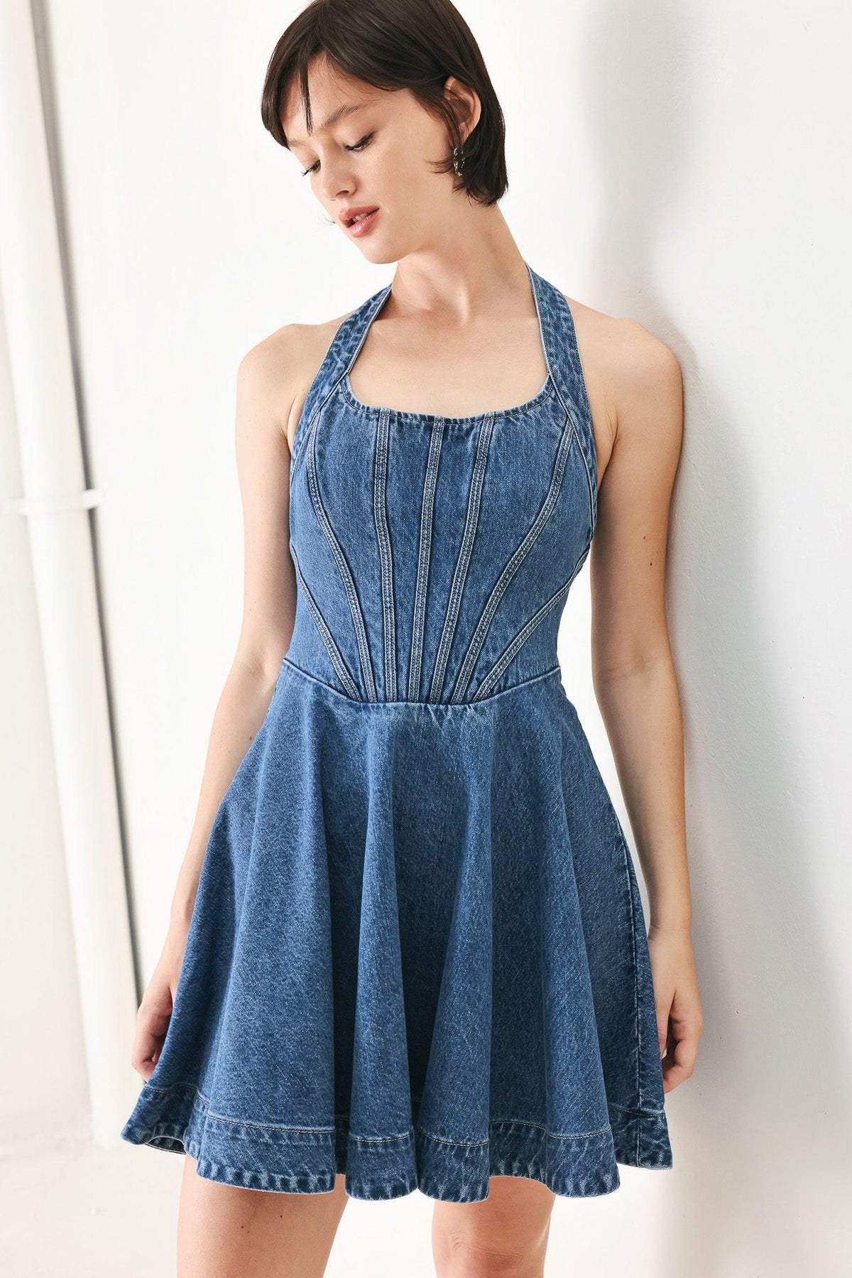 VINTAGE SHAPE DENIM MINI DRESS