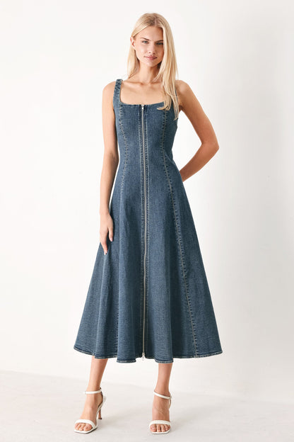 SHAPE OF BLUE DENIM MIDI DRESS