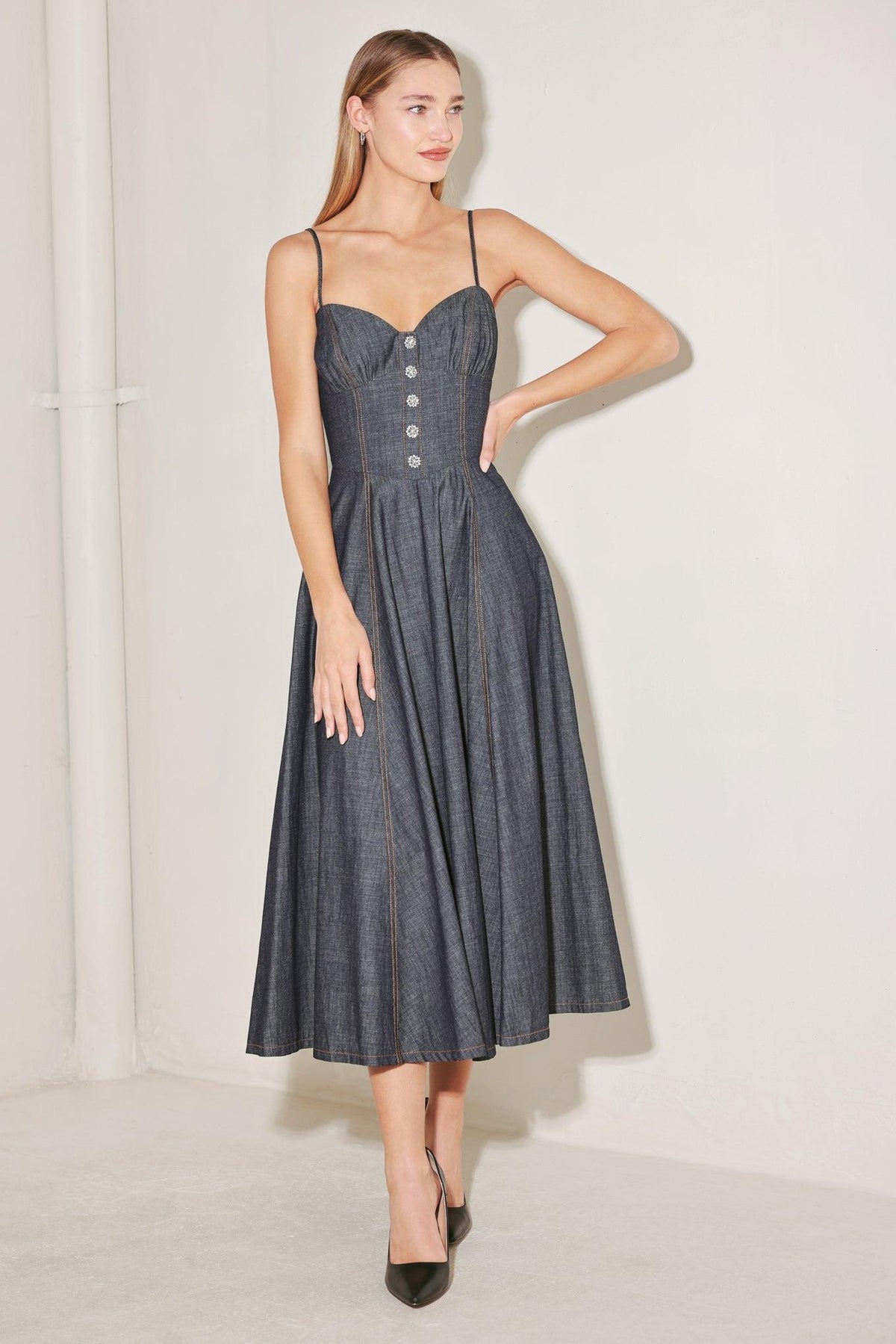 VESTIDO MIDI DE MEZCLILLA AFTER HOURS SERENADE