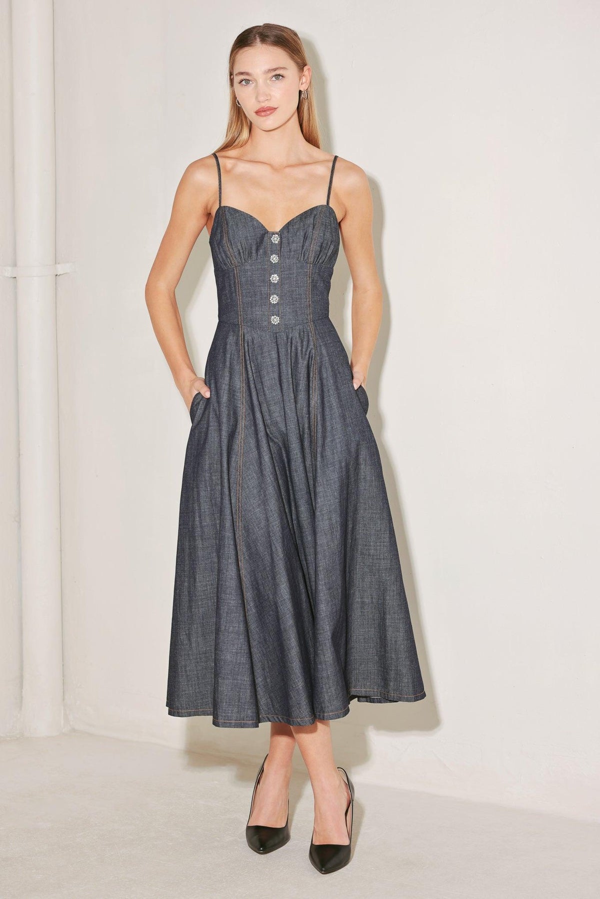 VESTIDO MIDI DE MEZCLILLA AFTER HOURS SERENADE