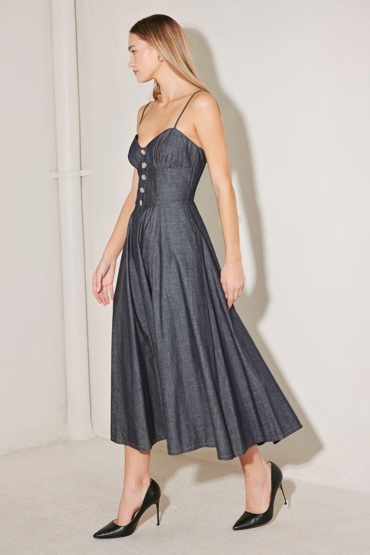 VESTIDO MIDI DE MEZCLILLA AFTER HOURS SERENADE