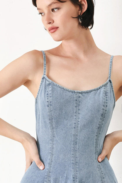 CLOUD NINETTE DENIM MIDI DRESS