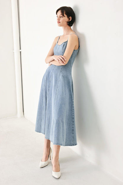 CLOUD NINETTE DENIM MIDI DRESS