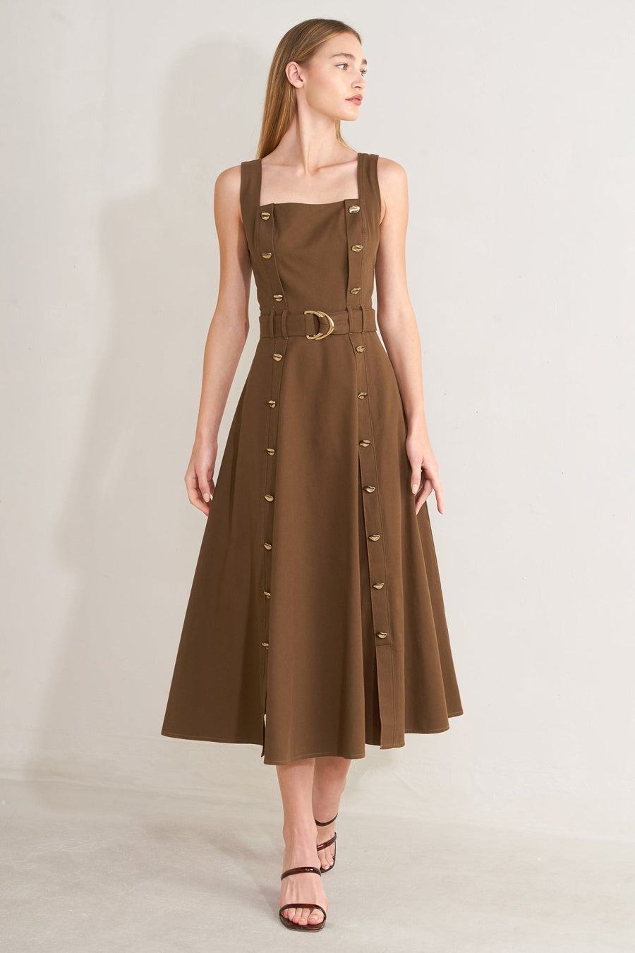 SWEET SIENNA WOVEN MIDI DRESS
