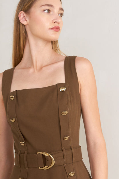 SWEET SIENNA WOVEN MIDI DRESS