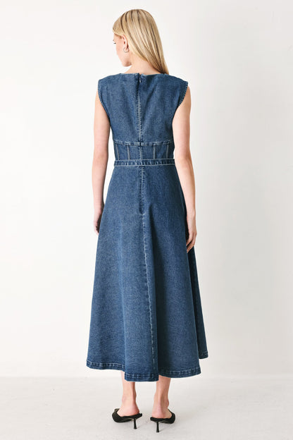 QUIET MUSE DENIM MIDI DRESS