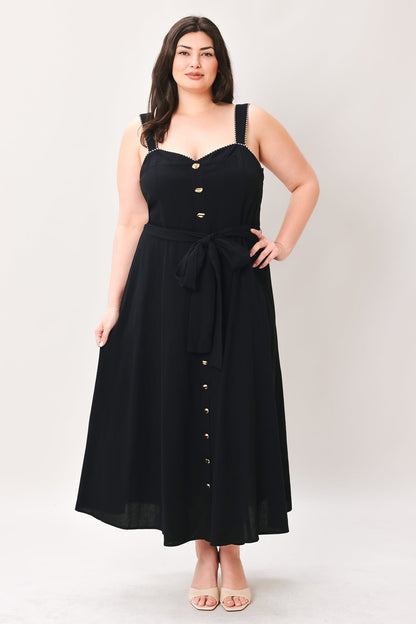 LOVELY NOIR WOVEN MIDI DRESS