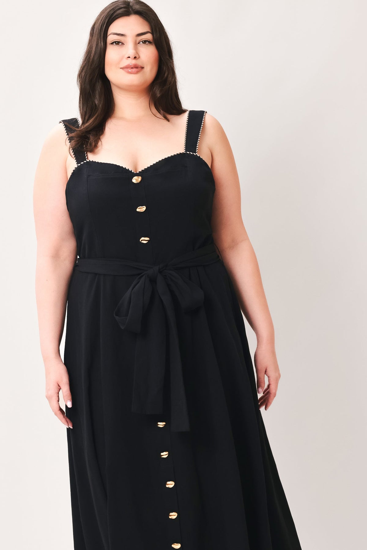 LOVELY NOIR WOVEN MIDI DRESS