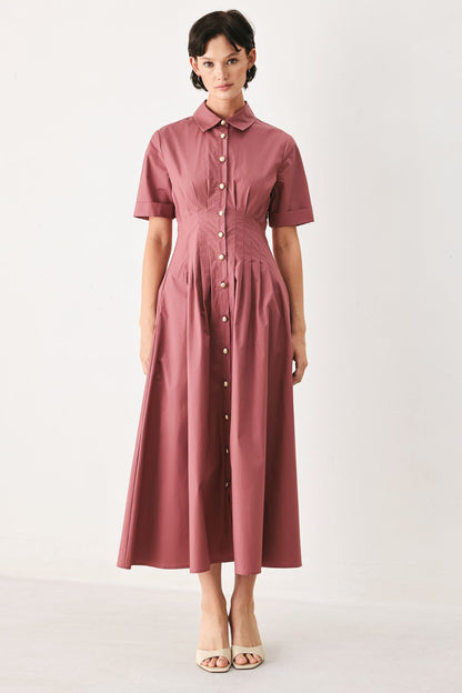 COUNTRYSIDE CHARM WOVEN MIDI DRESS