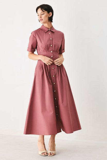 COUNTRYSIDE CHARM WOVEN MIDI DRESS