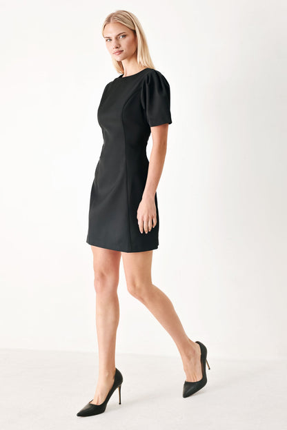 BLACK MIDNIGHT WOVEN MINI DRESS