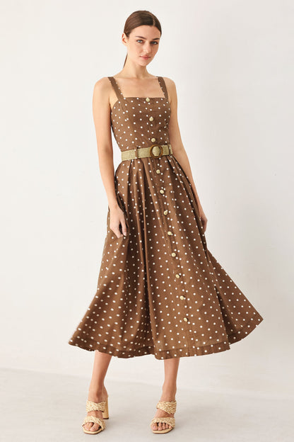 PARISIAN DOT WOVEN MIDI DRESS