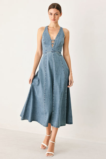 SUNDAY MUSE DENIM MIDI DRESS