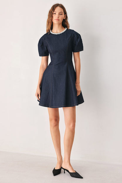 SWEET INDIGO DENIM MINI DRESS