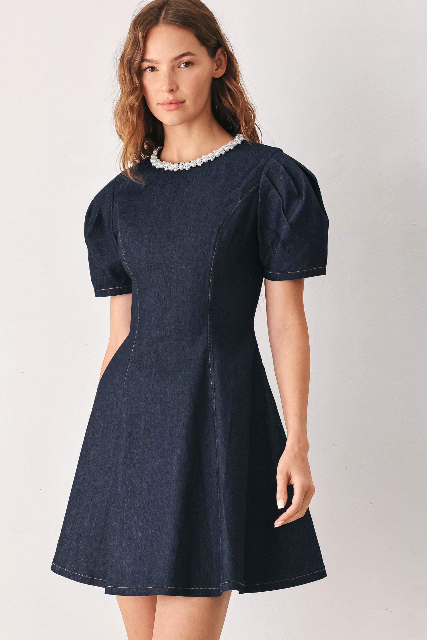 SWEET INDIGO DENIM MINI DRESS