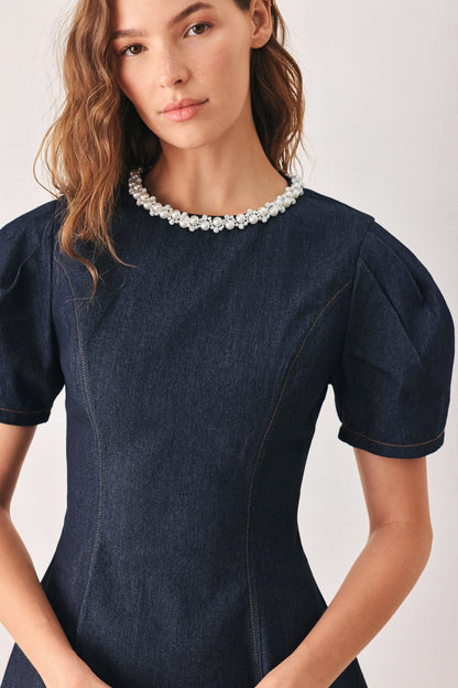 SWEET INDIGO DENIM MINI DRESS