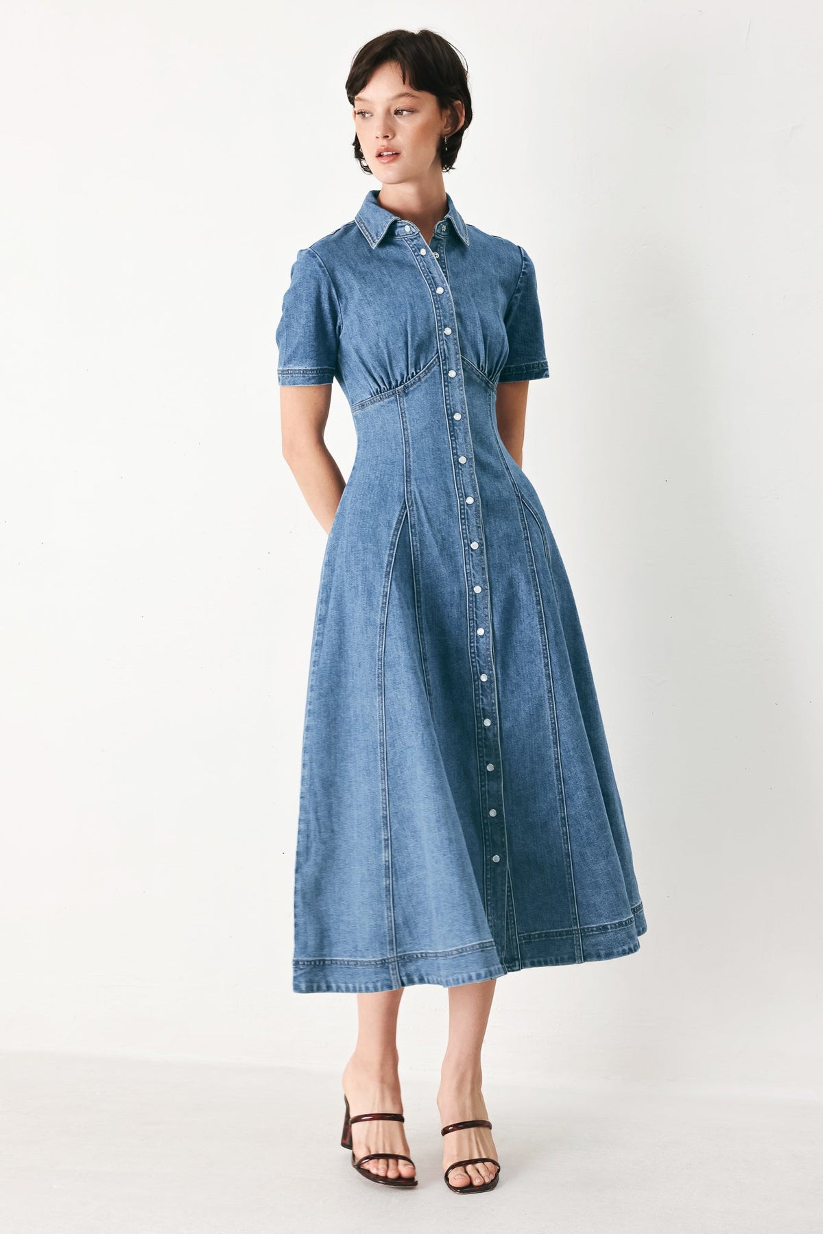 VESTIDO CAMISERO MIDI VAQUERO VINTAGE SKY