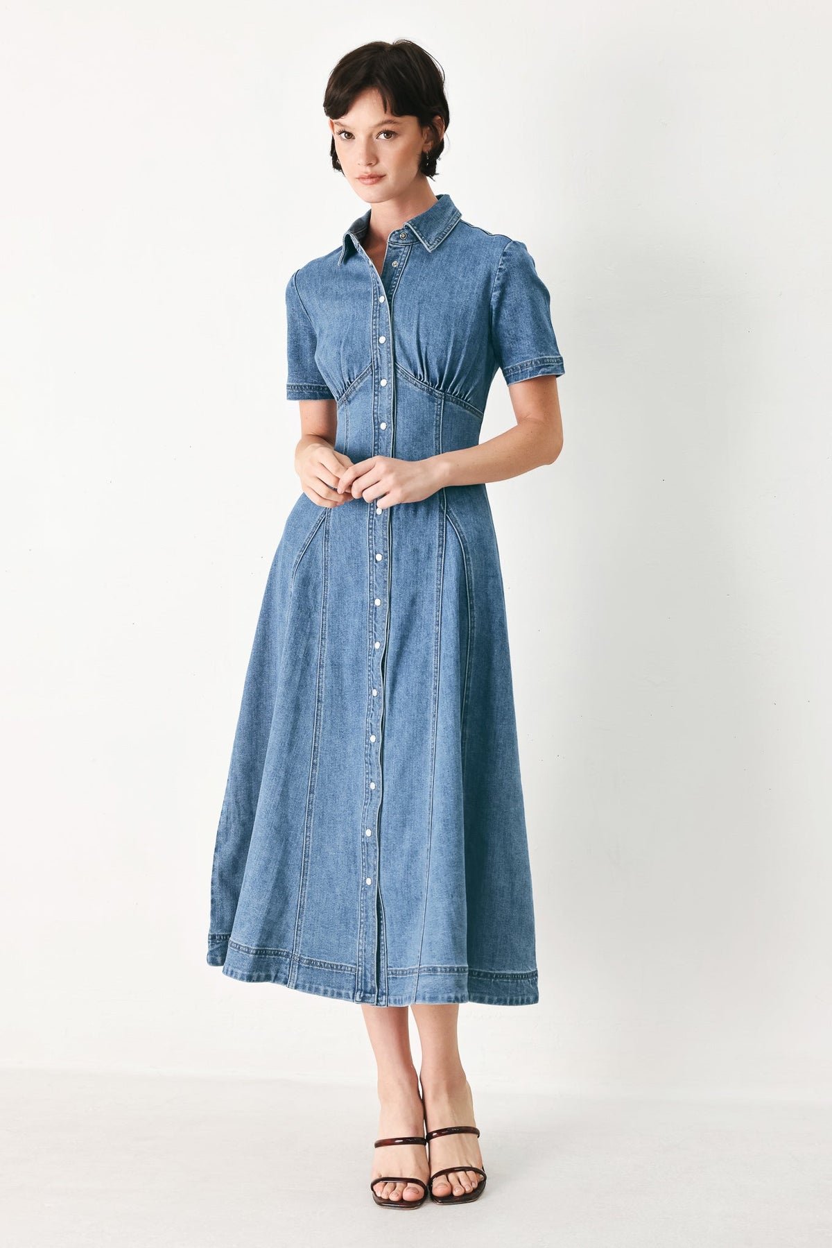 VESTIDO CAMISERO MIDI VAQUERO VINTAGE SKY