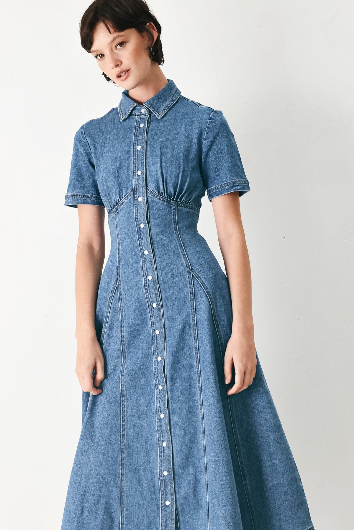 VESTIDO CAMISERO MIDI VAQUERO VINTAGE SKY