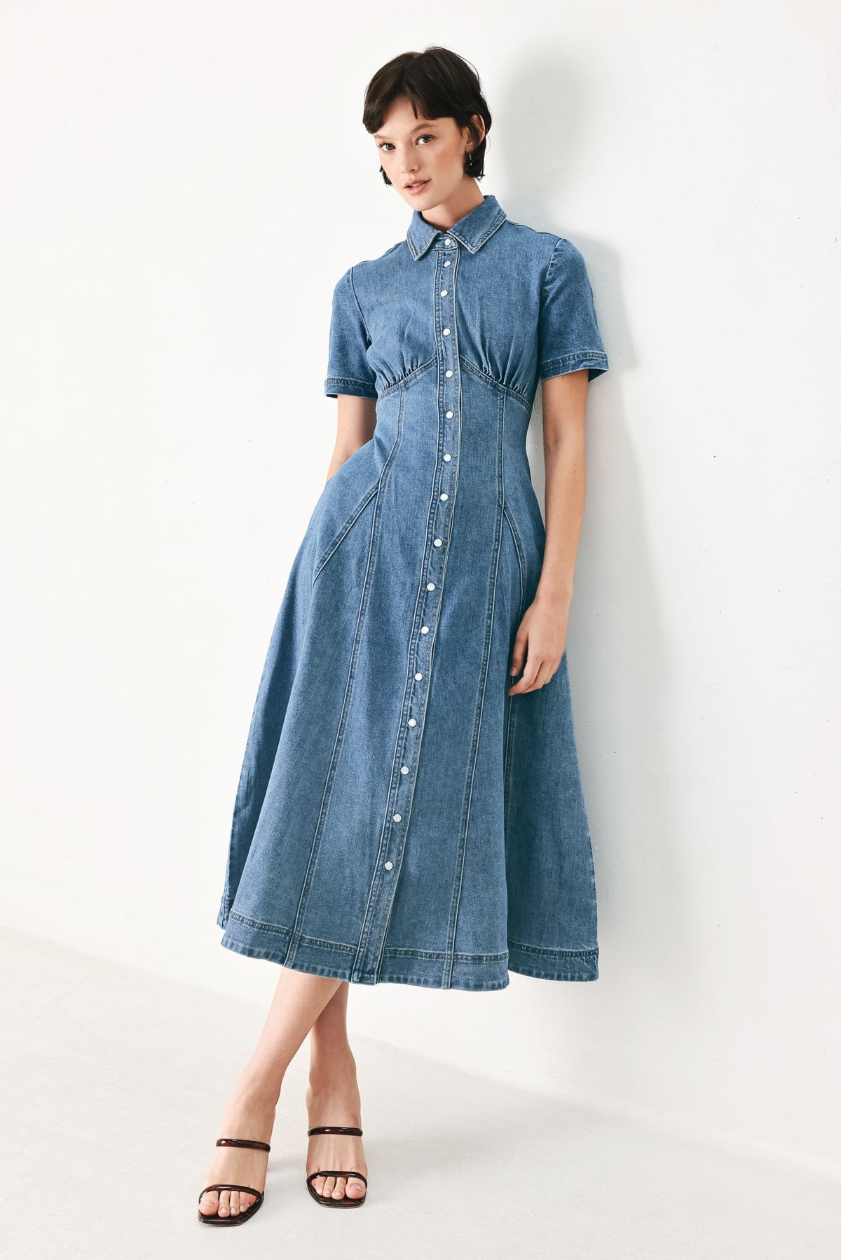 VESTIDO CAMISERO MIDI VAQUERO VINTAGE SKY