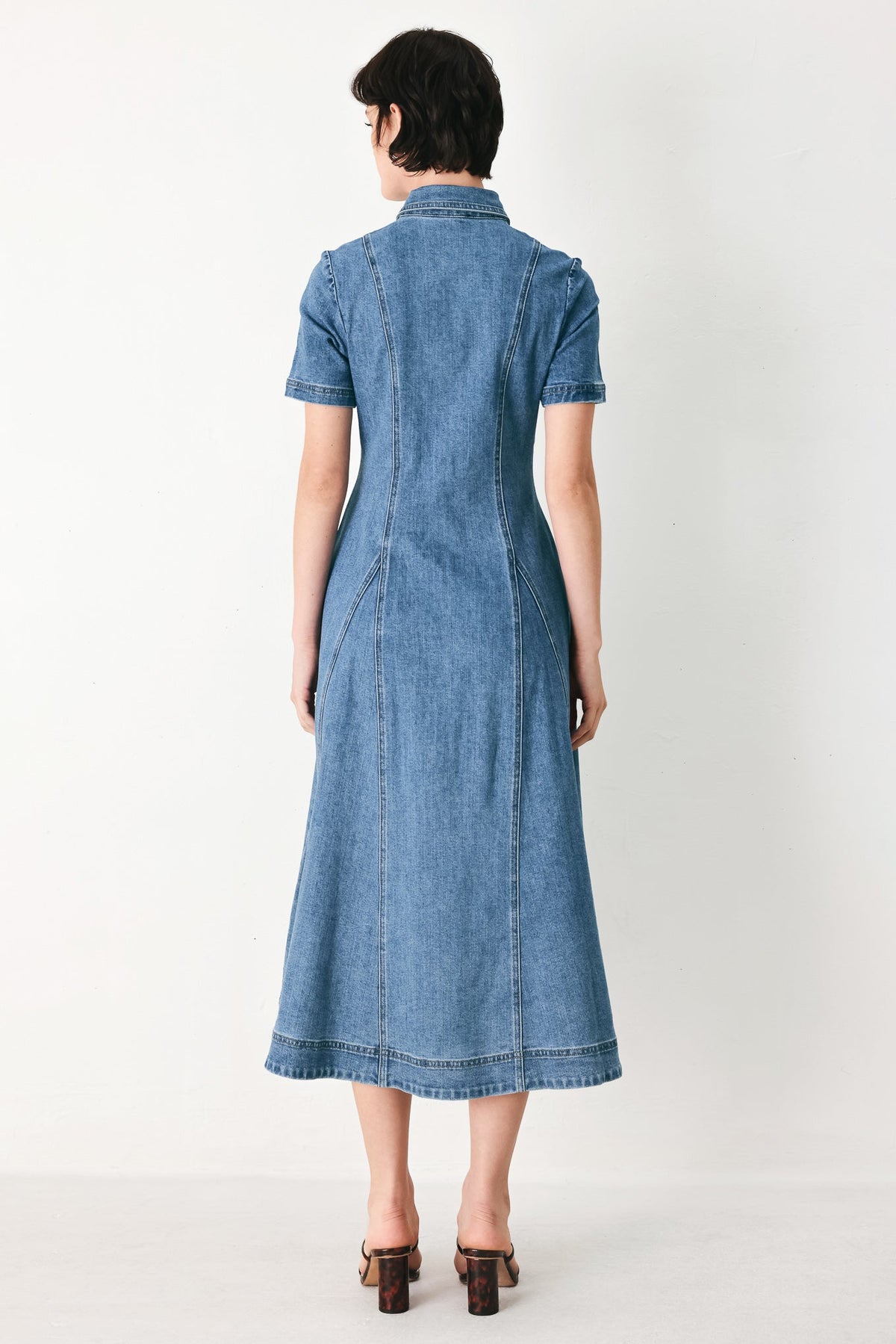 VESTIDO CAMISERO MIDI VAQUERO VINTAGE SKY
