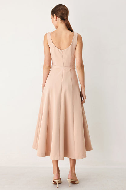 BLUSH HOUR WOVEN MIDI DRESS