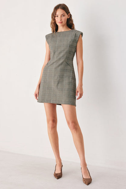 ACADEMY CHIC WOVEN PLAID MINI DRESS