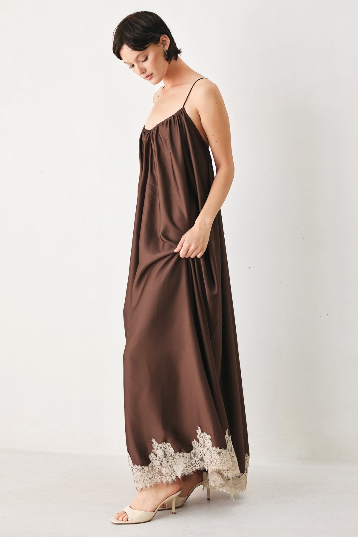 TRUFFLE DREAM WOVEN MAXI SLIP DRESS