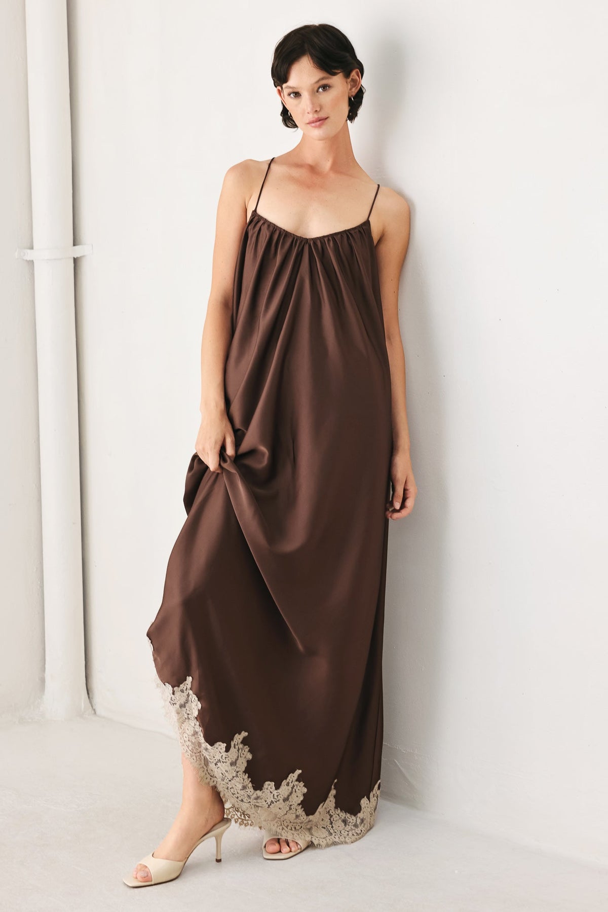 TRUFFLE DREAM WOVEN MAXI SLIP DRESS
