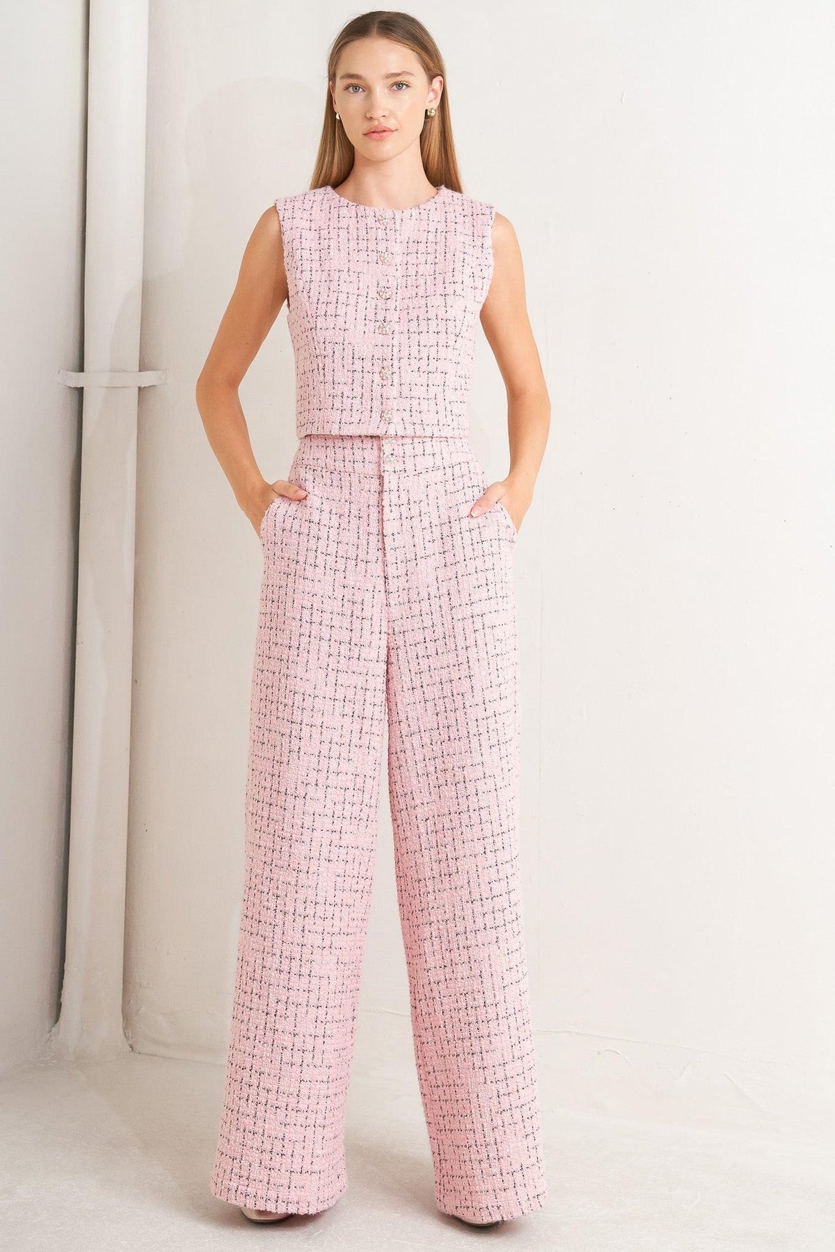 ROSÉ EDGE ENSEMBLE TWEED VEST