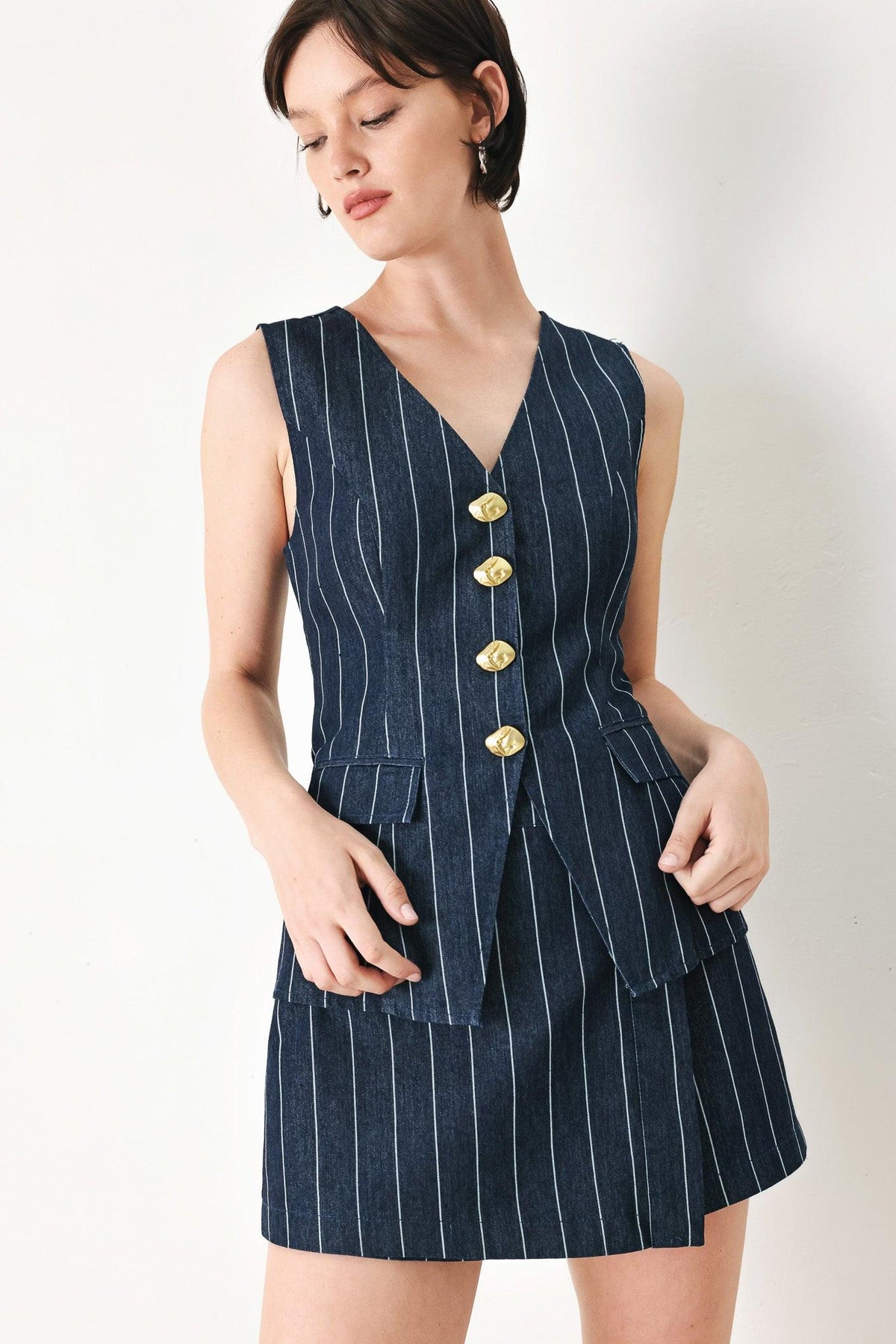 BOSS BABE STRIP WOVEN VEST