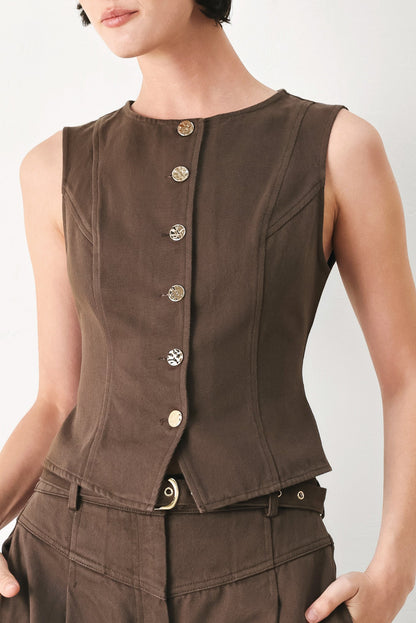 BROWN SUGAR STATEMENT WOVEN VEST