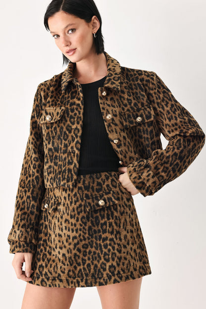 HERITAGE EDGE BROWN/BLACK WOOL-BLEND CROPPED JACKET