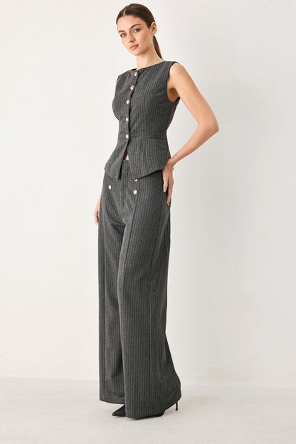 MODERN PINSTRIPE WOVEN VEST