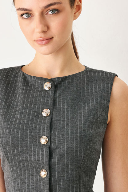 MODERN PINSTRIPE WOVEN VEST